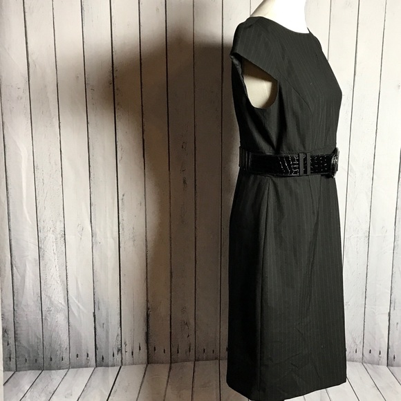 Classy Antonio Melani Pinstriped Belted Dress - Picture 3 of 8